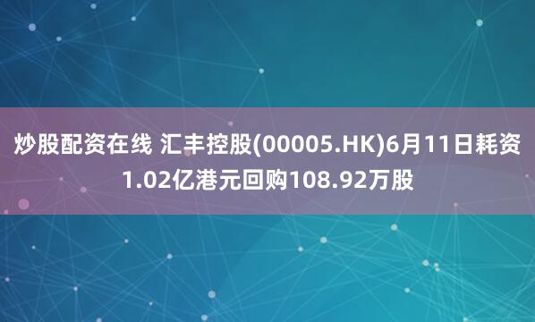 炒股配资在线 汇丰控股(00005.HK)6月11日耗资1.02亿港元回购108.92万股